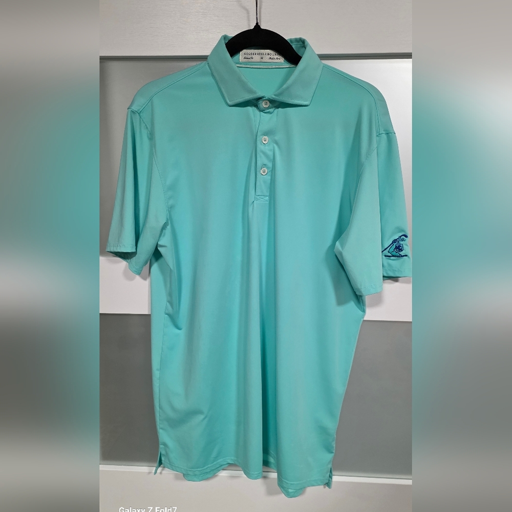 Men's Light Aqua Performance Polo Shirt - Classic Short Sleeve